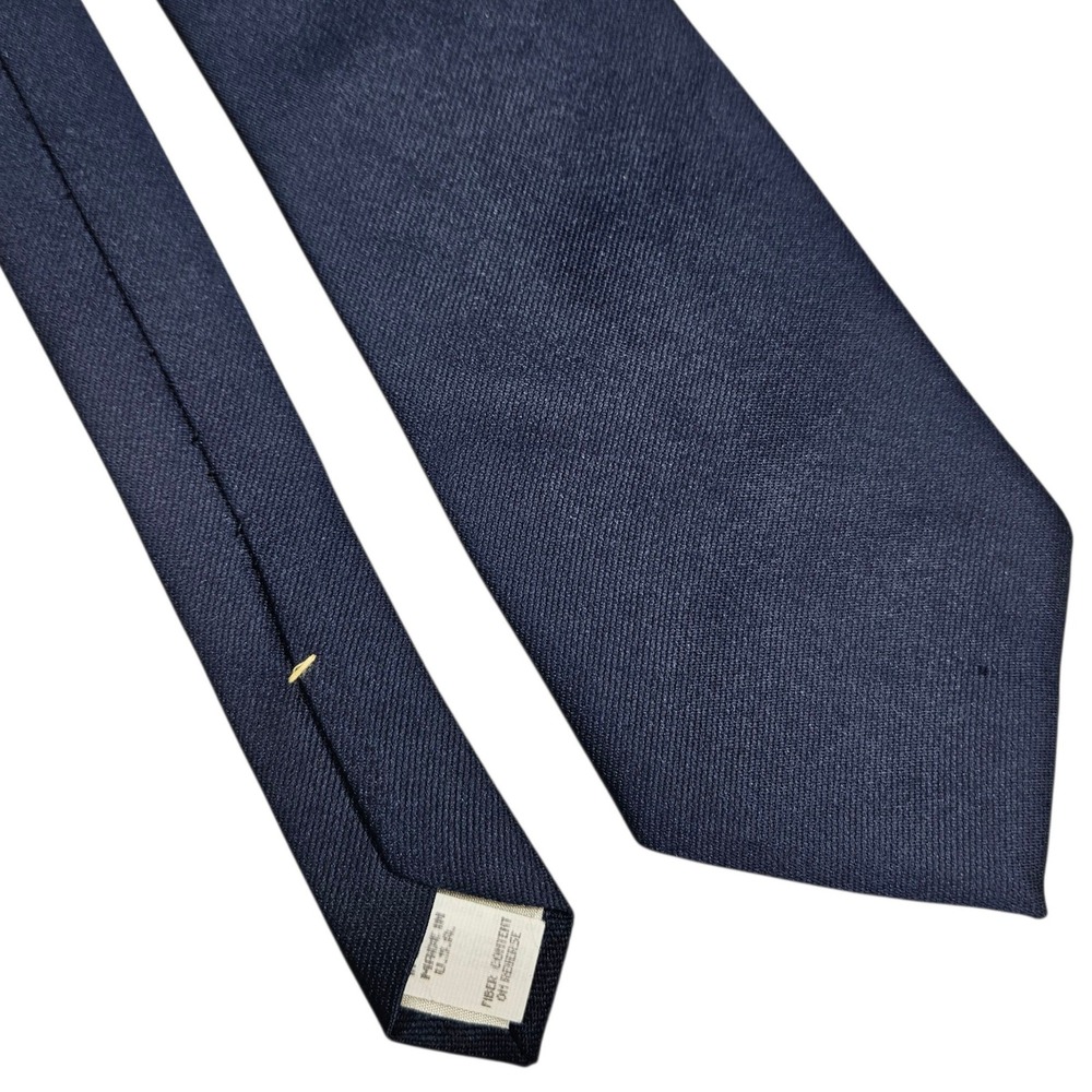 Wembley Necktie Navy Blue Solid Polyester Classic‎ Business Formal Tie Preppy